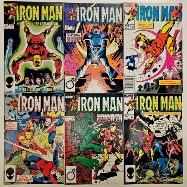 Bronze Age Marvel Comic Lot 6 Key Iron Man Issues 185 186 187 188 189 190 FN