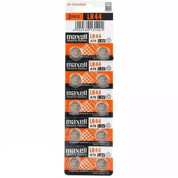 10 Maxell Alcalin LR44 A76 Batteries 1.5V Coin Cell Bouton AG13 Exp 2025