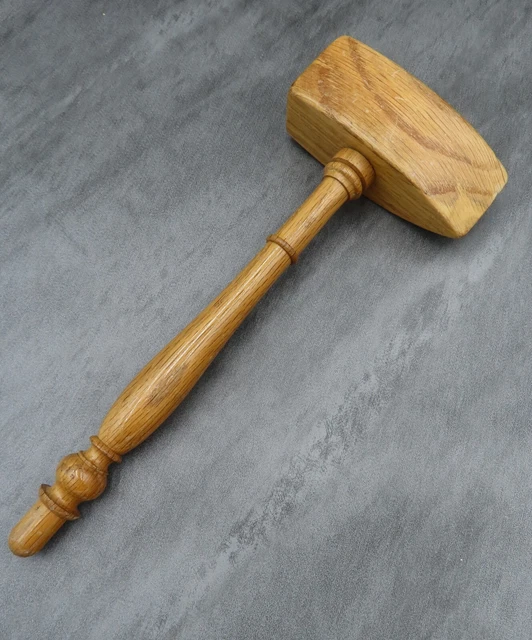 Vintage Massonica Martello IN Legno Mano Tornito Quercia Martelletto Massoneria