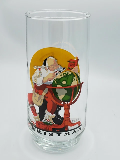 Coca-Cola Christmas Dec 4 1926 Santa by Norman Rockwell Repro 14 oz Glass