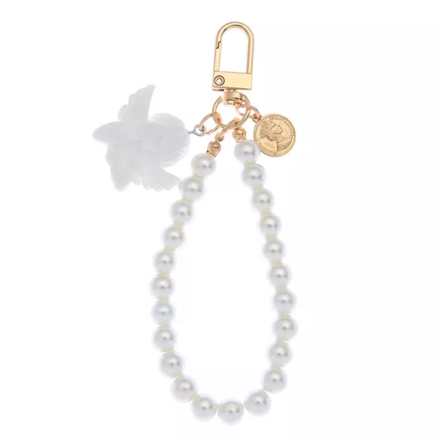 Faux Pearl Keychain Keyring Pendant Exquisite Angel with Luxury Letter Tag