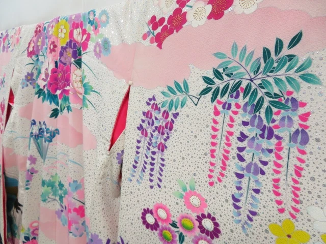 2916T03z3700  Japanese Kimono Silk UCHIKAKE Crane Off-white 2