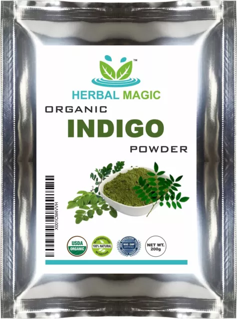 Herbal Magic USDA Certified Premium Quality Organic Indigo Powder- 200g