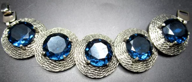 Beautiful Montana Blue Rhinestone Vintage Bracelet