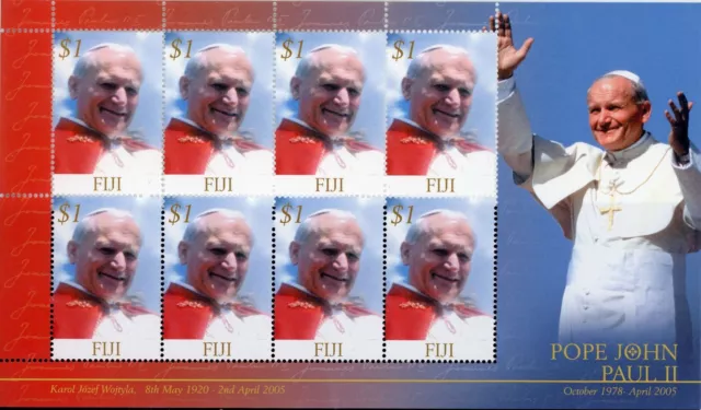 Island of FIJI -sheet with 8 stamps -Pope John Paul II.- Papst Johannes Paul II. 2