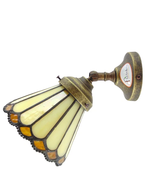 Applique ottone brunito,lampada parete stile liberty,vetro stile tiffany an30