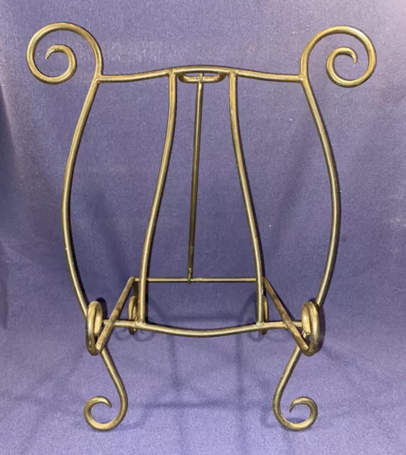 Beautiful Sturdy Black Wrought Iron Metal Plate / Platter /Picture Stand / Easel
