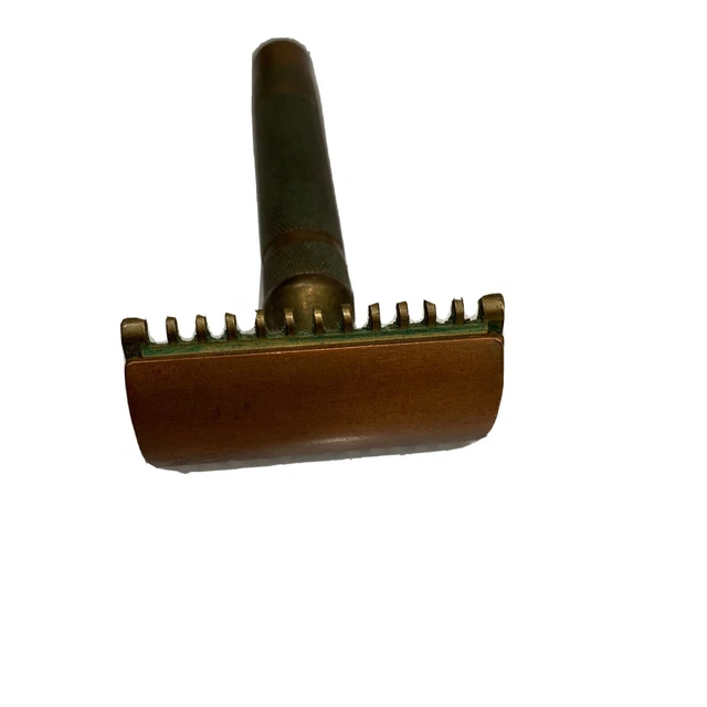 Vintage Brass Gillette Open Comb Safety Razor. Reissue Pat 17567. US Made