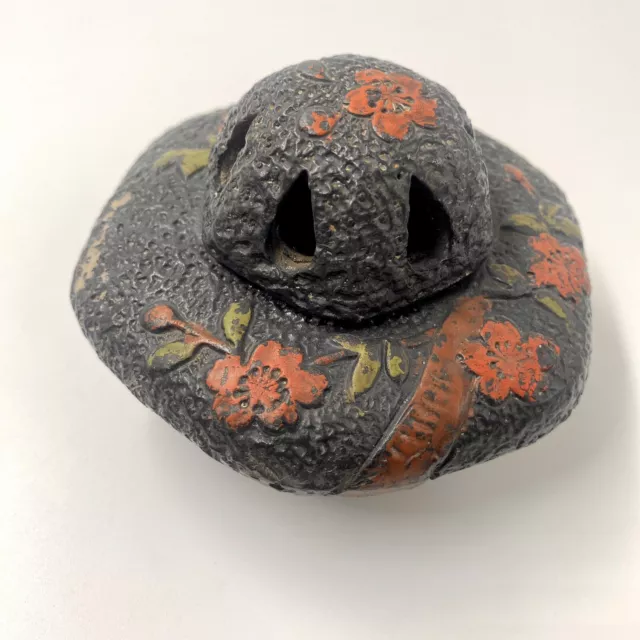 Antique Japanese Tokonabe Pottery Incense Burner Koro Chrysanthemums 1920’s Deco