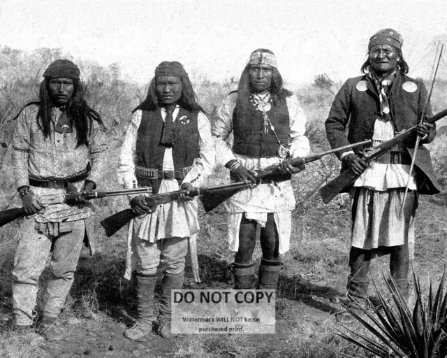 Apache Native Warriors Geronimo, Yanozha, Chappo & Fun 1886 - 8X10 Photo (Mw739)