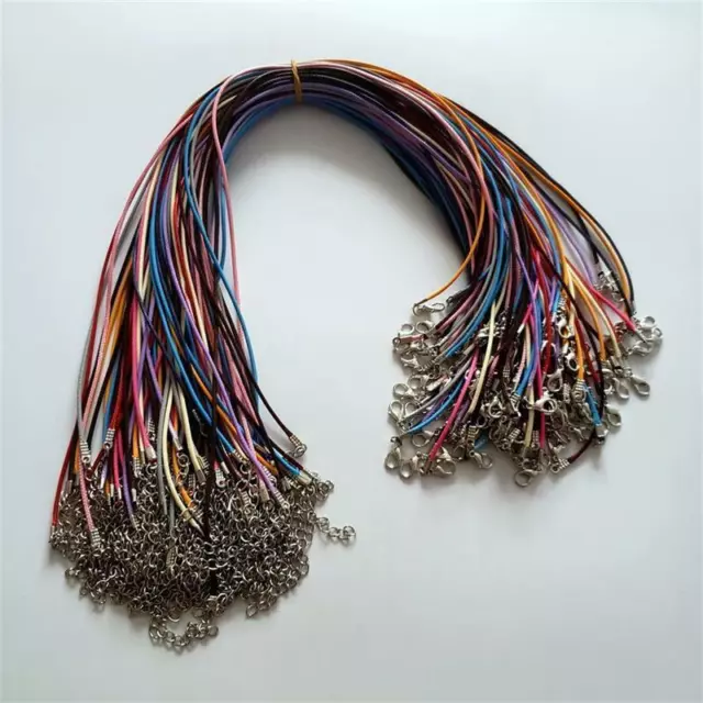 100pcs Mixed color Leather Snake Necklace Cord String Rope Wire 45cm Extender