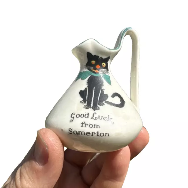 Black Cat Crested China Vintage Antique Goss Arcadian Carlton Felix