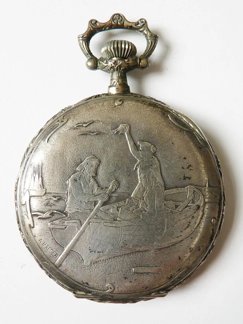 Montre De Poche Décorative à Thème Pêcheur — Vieil Argent, Marque OnWatch, Unisexe