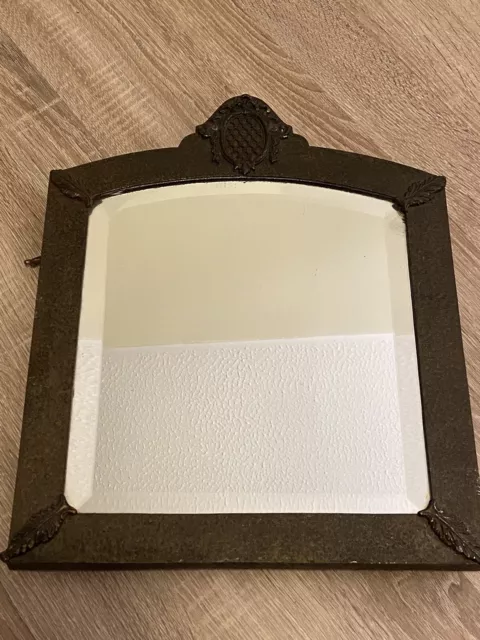 Vintage Heavy Arts & Crafts Style Metal Framed Mirror, Home Decor, Decorative