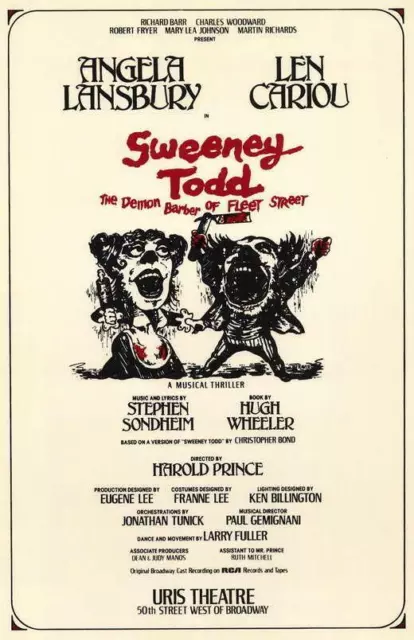 SWEENEY TODD (BROADWAY) Movie POSTER 11 x 17 Len Cariou, Angela Lansbury, A