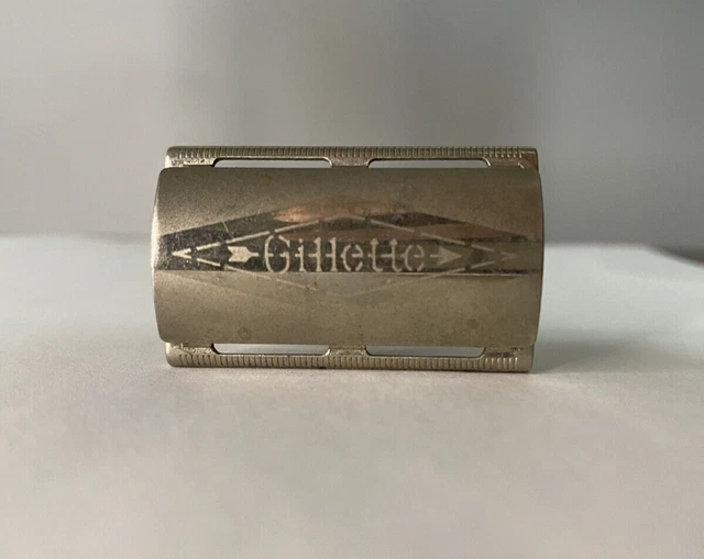 Vintage 1958 Gillette TECH Etched Logo Cap DE Safety Razor D1 Ball End Handle