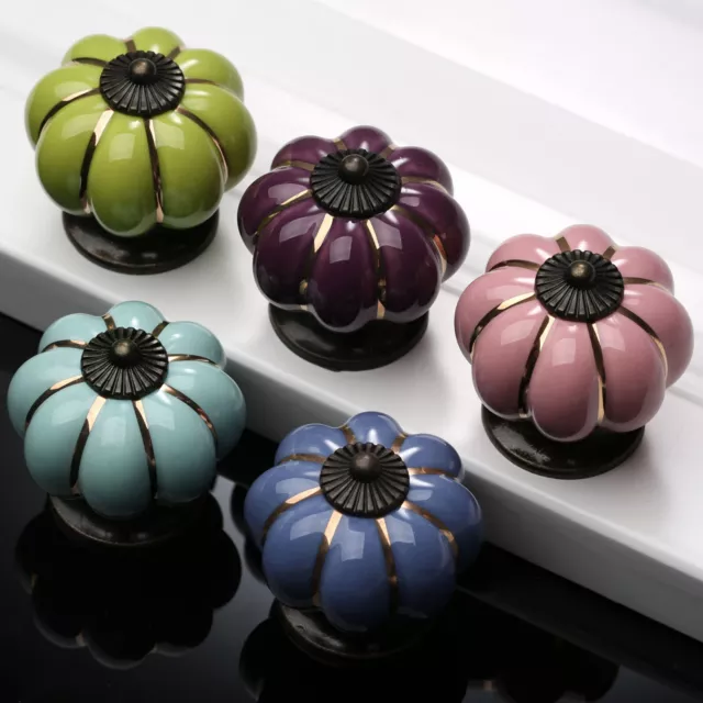 1PC Pumpkin Style Ceramic Knob Pull Handle Cabinet Closet Drawer Door Kitchen