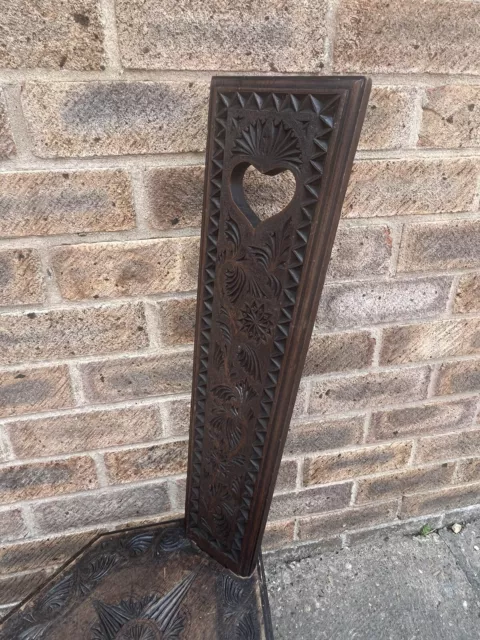 Vintage Oak? Welsh Star Floral Spinning Chair - Heavily Carved Dark Wood 3