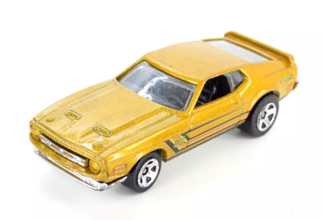 Hot Wheels 1971 Ford Mustang Mach 1 Toy Car Gold Mattel 2014 Diecast