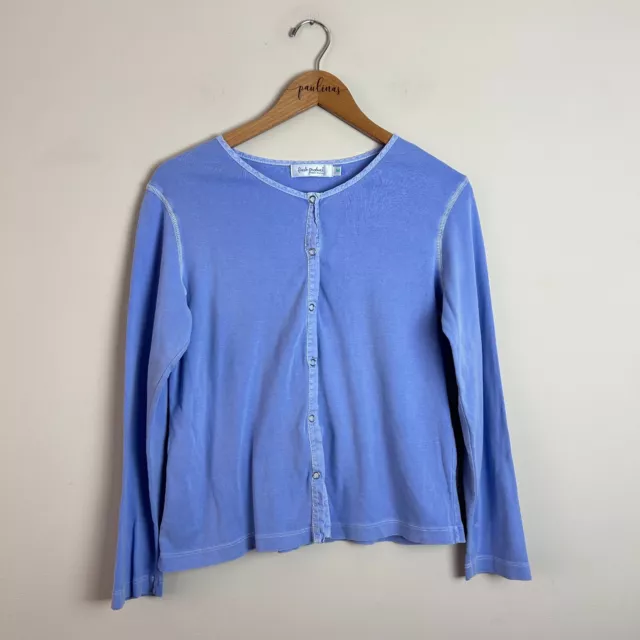 Fresh Produce Blue Purple Cotton Long Sleeve Cardigan Sweater Medium M