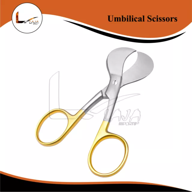 Umbilical Cord Scissors 4" Gold Handle Ob/Gyn Gyneclogy Instruments 2