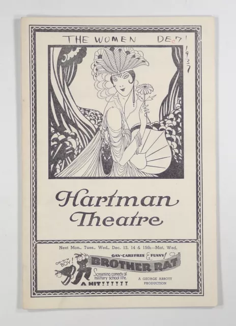 1937 Playbill THE WOMEN Miriam Battista HARTMAN THEATRE Columbus Ohio {a}