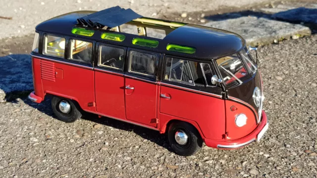 Schuco VW T1 Samba Bus schwarzbraun - rot 1:18 mit Orginalkarton