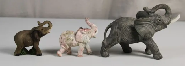 B5/ 3 ältere kleine Figuren - Elefanten aus versch. Materialien - bis ca. 12 cm.