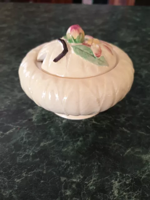 Carlton Ware Handpainted Yellow Apple Blossom Sugar Bowl And Lid 2