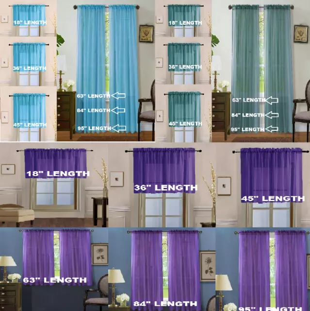 2 Piece Beautiful Voile Sheer Window Elegance Curtains drape panels treatment