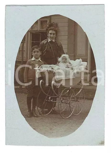 1915 ca DUSZNIKI-ZDROJ / BAD REINERZ (PL) Madre con i due figli *Foto 4x6 cm