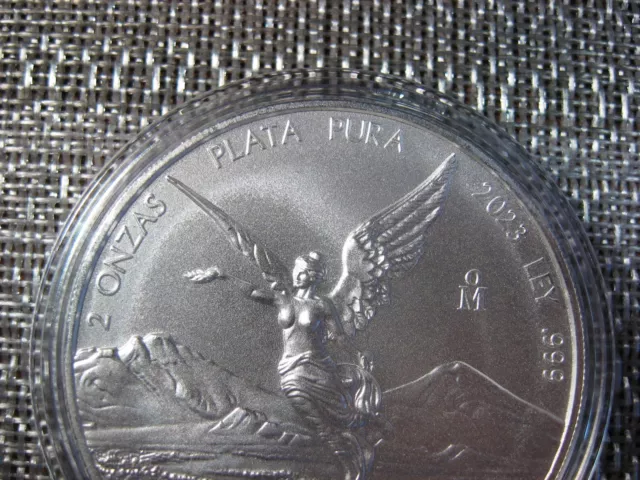 2023 2 oz .999 Mexican Silver Libertad Coin (BU) in Air-tite Capsule - GORGEOUS