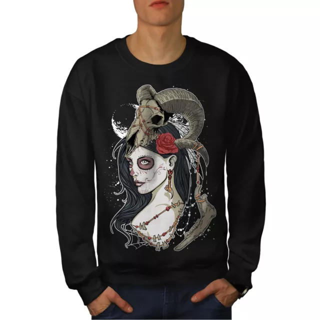 Wellcoda Animal Rose Skull Mens Sweatshirt,  Casual Pullover Jumper
