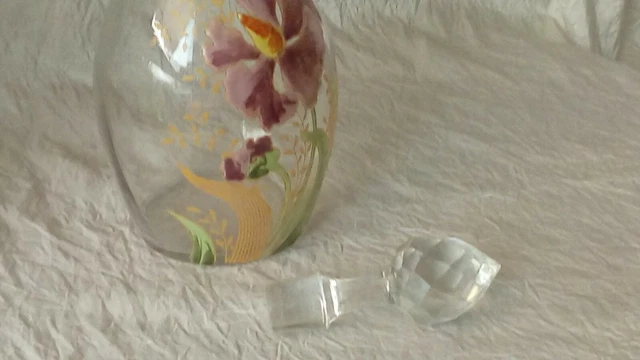 Carafe En Verre Emaille Decor Floral Legras ? Art Nouveau** 8