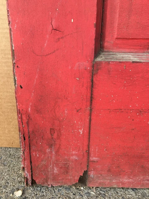 1 Antique Single Exterior 32x79 Entryway Door Vintage Old Barn Red 1697-21B 3