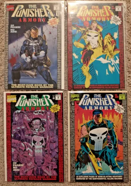 THE PUNISHER ARMORY Comic Book lot of 4 Boarded Bagged Marvel Comics 1990 1992