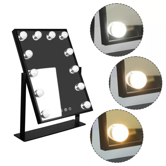 Specchio trucco specchio con 12 LED luce trucco dimmerabile e rotazione 360 gradi