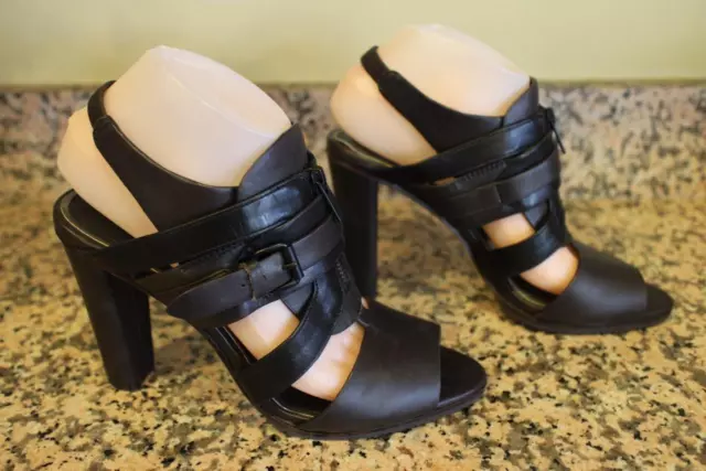 ELIE TAHARI Women's Black Leather Strapy Pump Heels Size 39.5 (sh1000