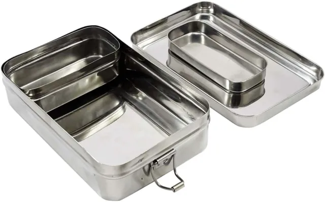 Lunchbox / Tiffin Kasten Für Rechteckig Träger Edelstahl Lebensmittelbehälter 2