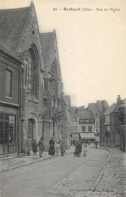 Cpa 60 Breteuil Rue De L'eglise