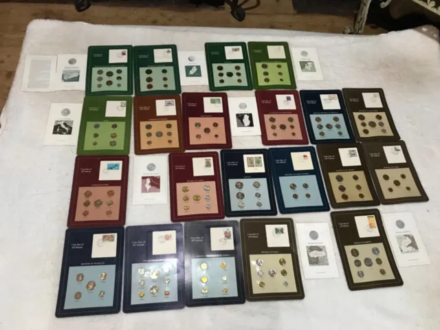 Franklin Mint 1989 Uncirculated Coin Sets Of All Nations & Stamp 21 Countries
