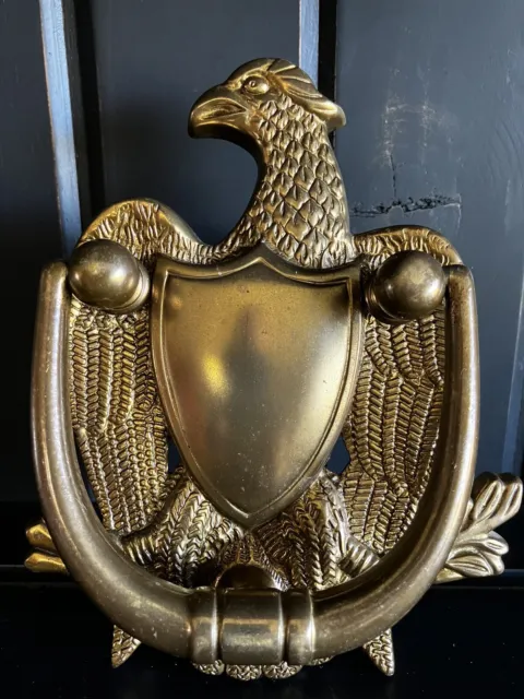 Large solid brass Eagle Door Knocker with shield