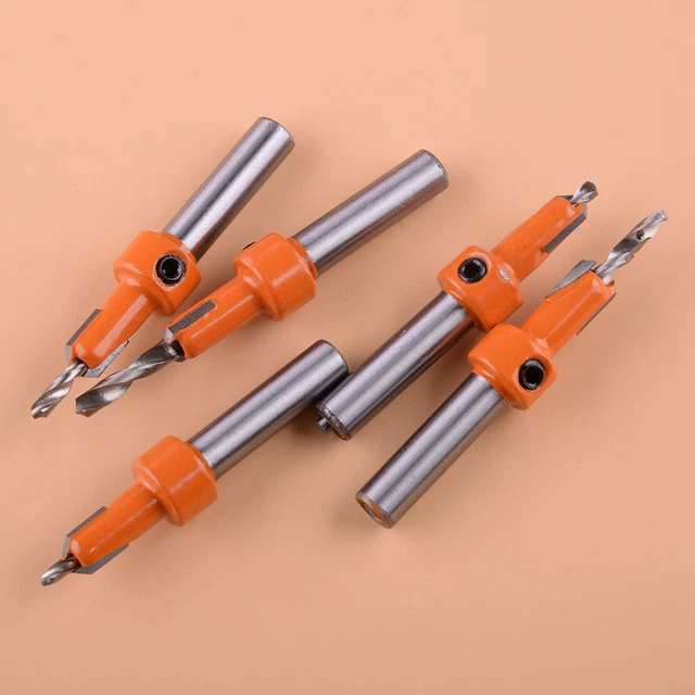 5x 10mm Countersink Drill Bit Screw Woodworking Chamfer Hex Tools Quick Change