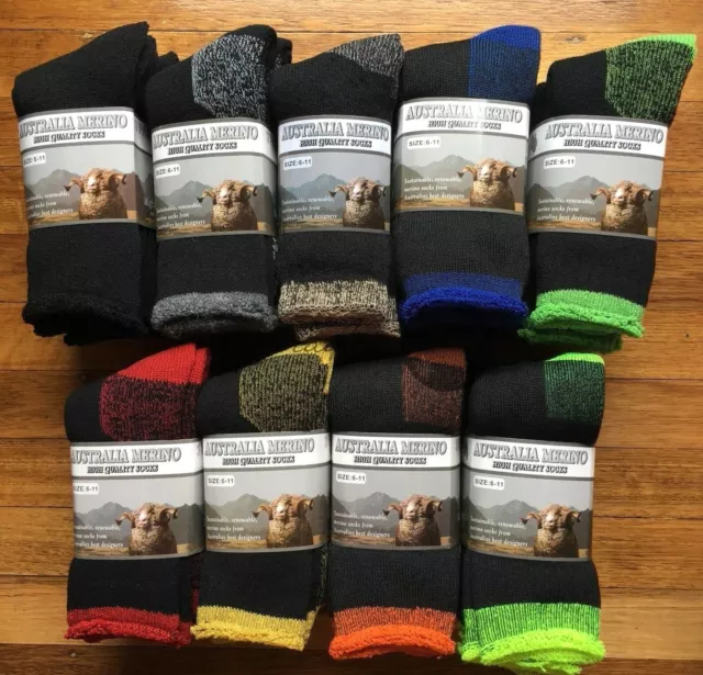 6 Prs 6-11 85% AUSTRALIAN MERINO WOOL THERMAL HEAVY DUTY EXTRA THICK WORK SOCKS