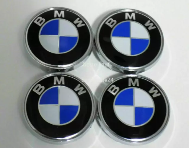 4x 60mm Für BMW Nabendeckel Radnaben Abdeckung Blau/Weiß NEU/