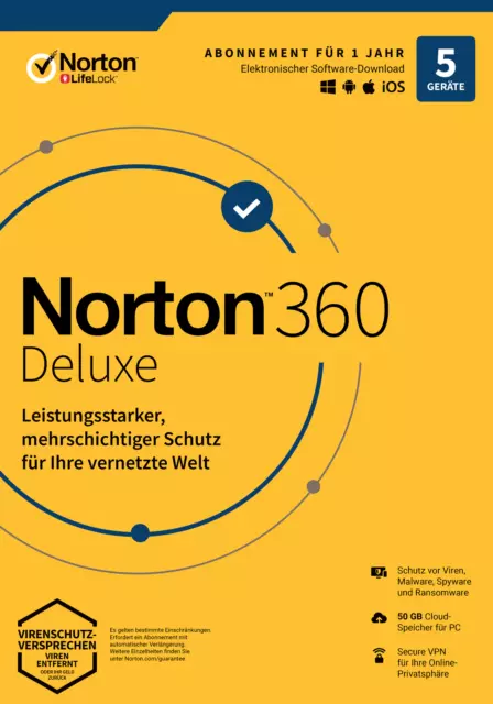 *** NORTON 360 DELUXE 5PC 12 Mon. inkl 50GB Cloud WIN/MAC Download UVP: 104,99 €