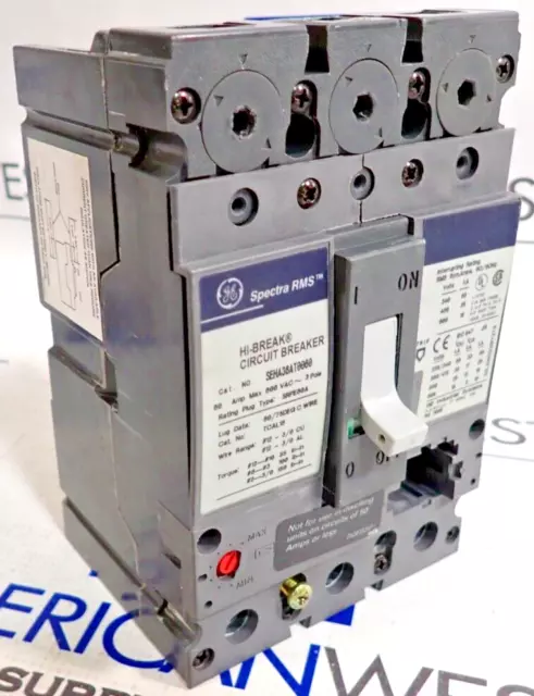 NEW - GE SEHA36AT0060 60 Amp 600 VAC 3 Pole Spectra RMS Circuit Breaker