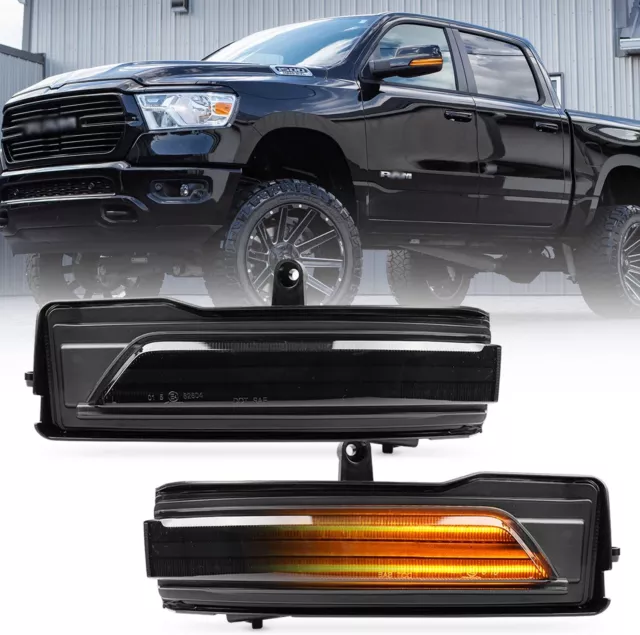 For 2019-2022 Dodge Ram 1500 LED Sequential Side Mirror Marker Turn Signal Light