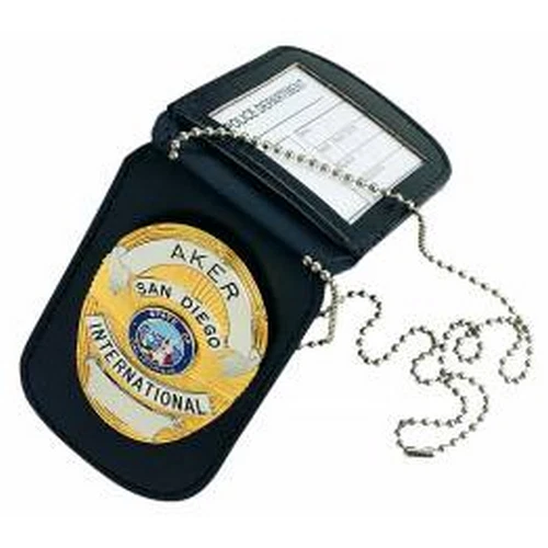 Aker Leather 597 Neck Badge And Id Holder Color: Black