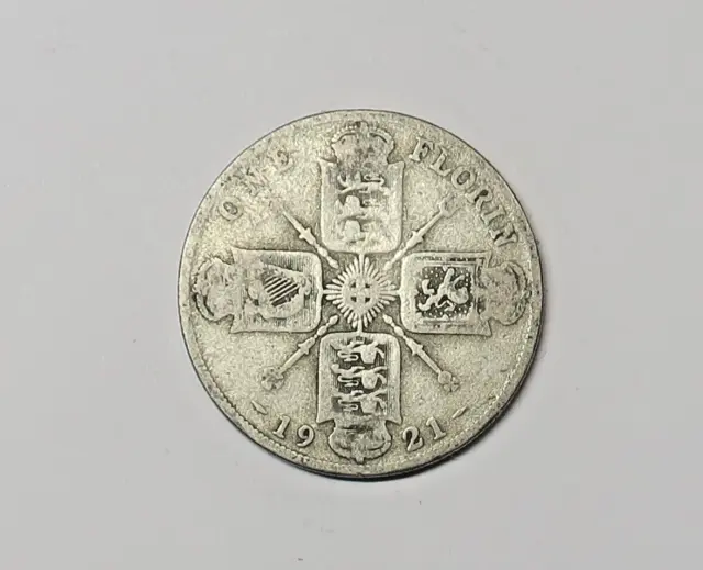 Great Britain : Silver Florin  1921.    0.500 Silver.